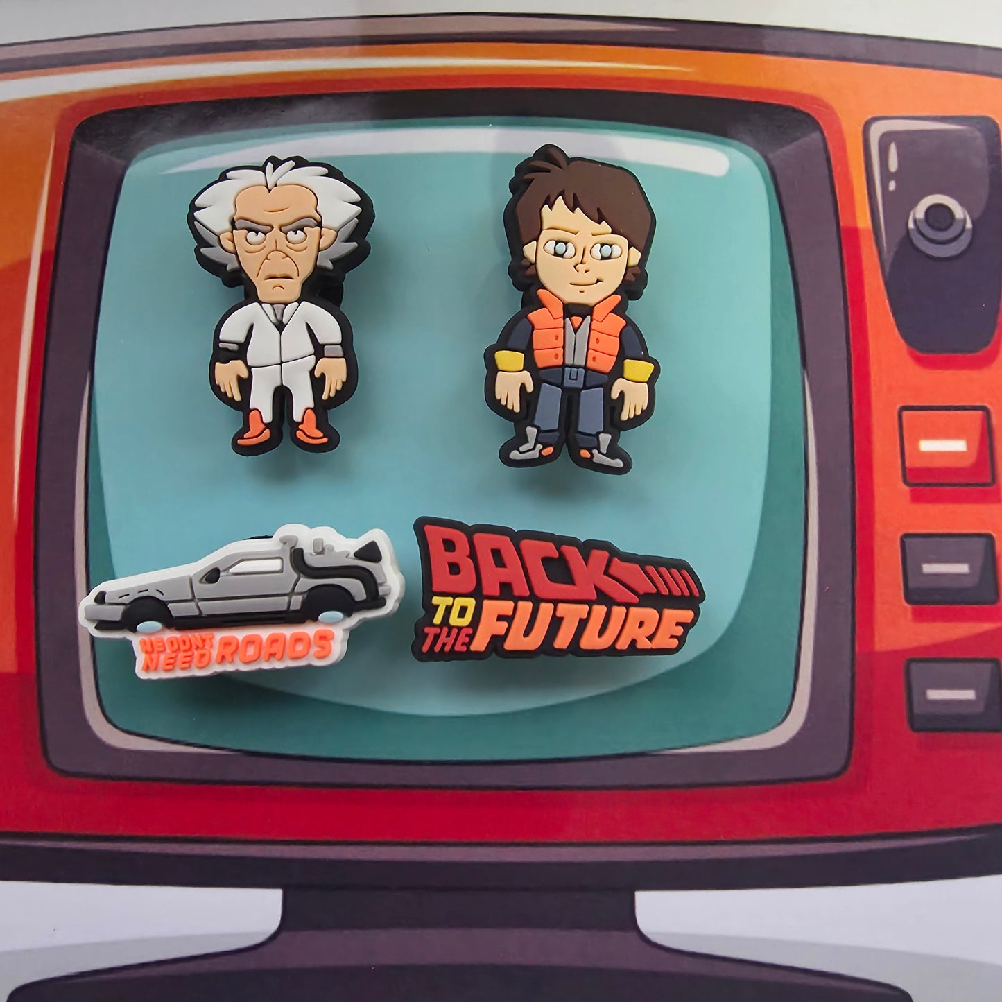 Back to the Future–inspired croc charms set of 4