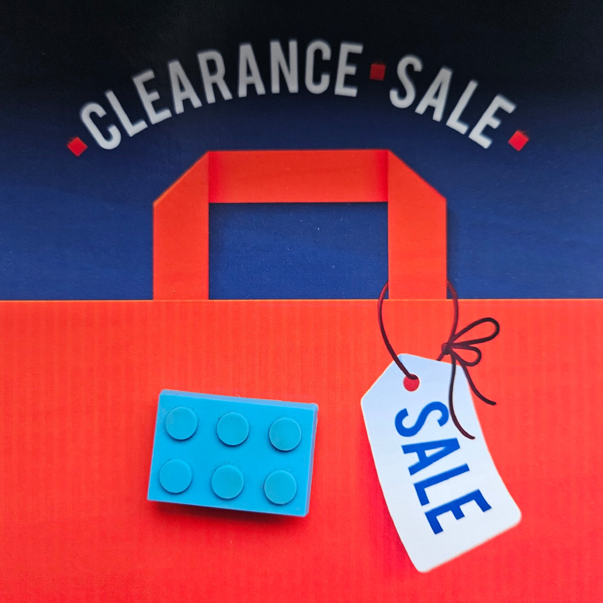 Blue Rectangle  Building Block Croc Charm - Laughing Croc