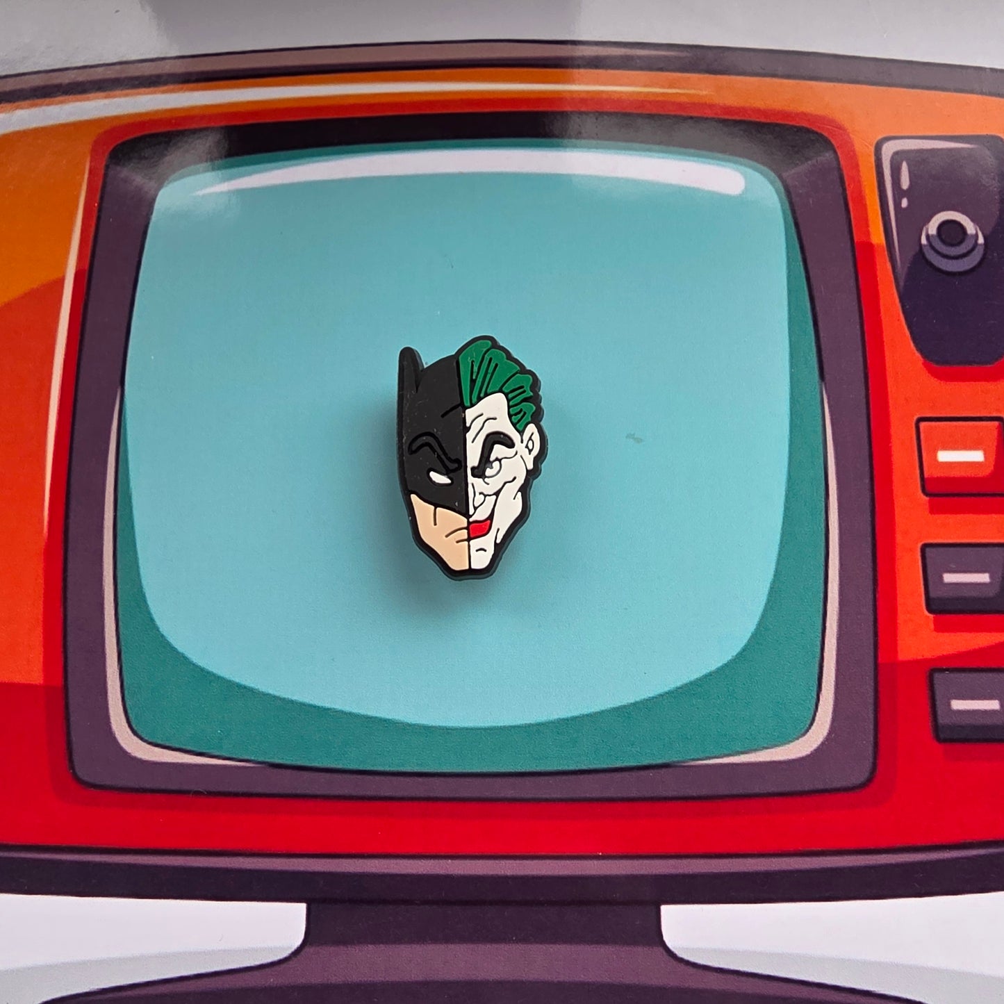 Joker/Batman face Inspired Croc Charm 