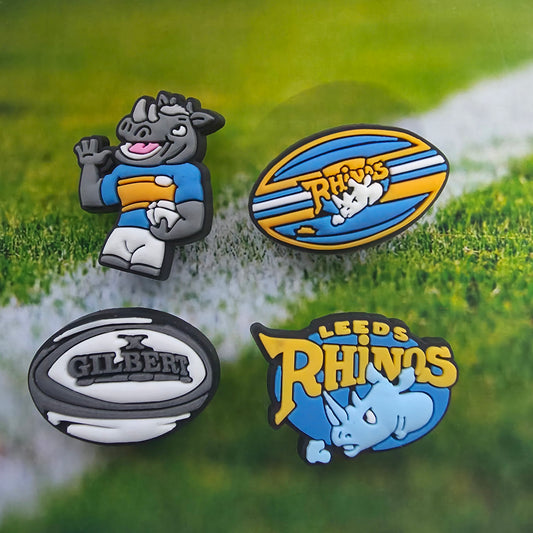 Leeds Rhinos–inspired Croc charms set of 4
