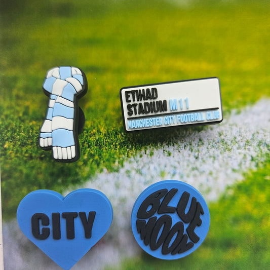 Manchester City Croc Charms Set Of 4 - Laughing Croc