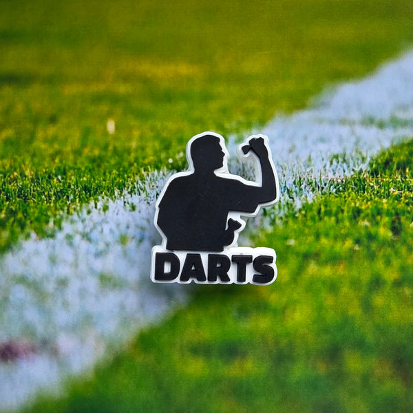 Silhouette Darts Player Croc Charm – Pub Game Shoe Accessory