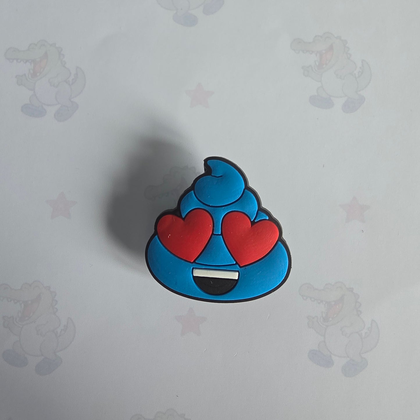 blue heart eyes Emoji Poo Croc Charm