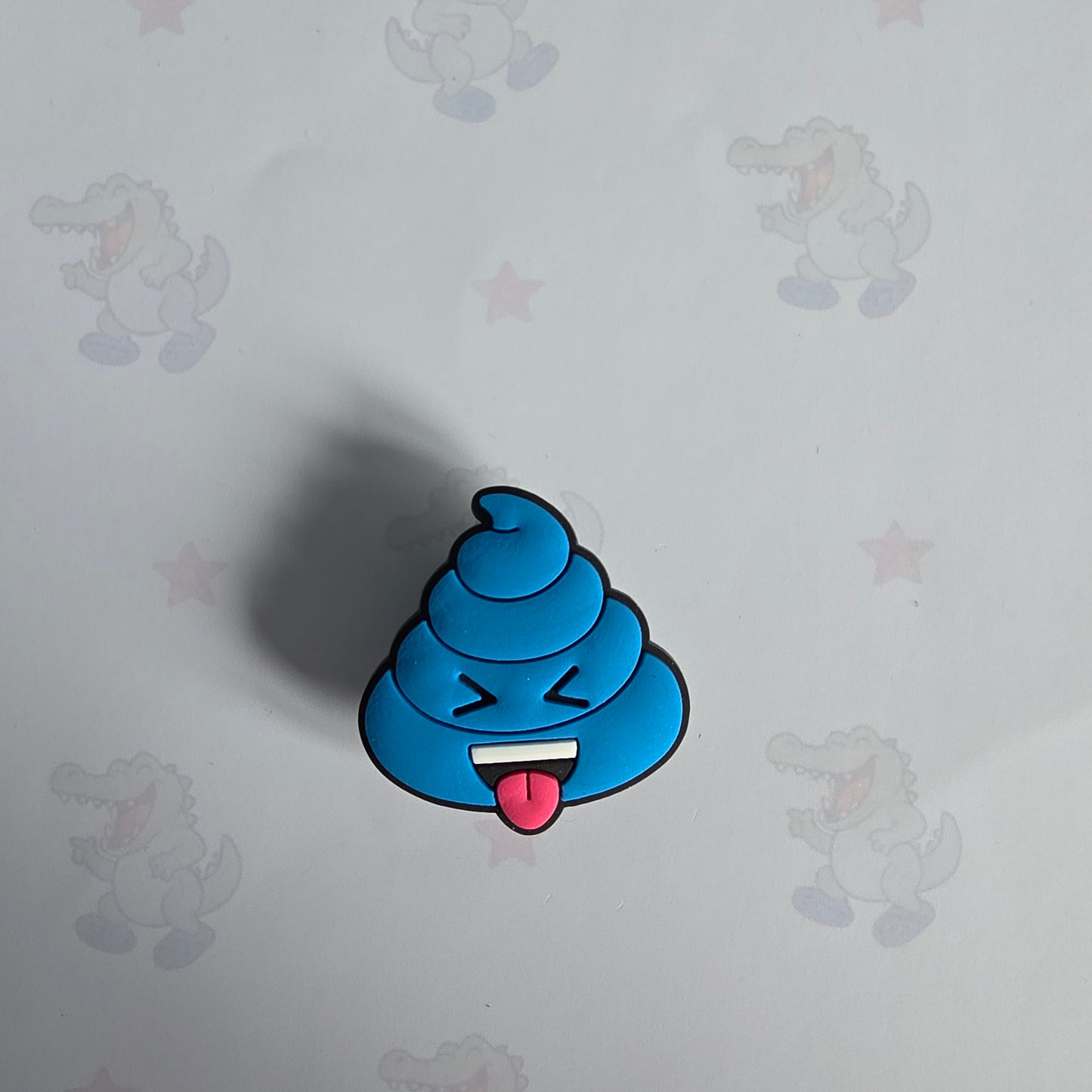 blue tongue  Emoji Poo Croc Charm