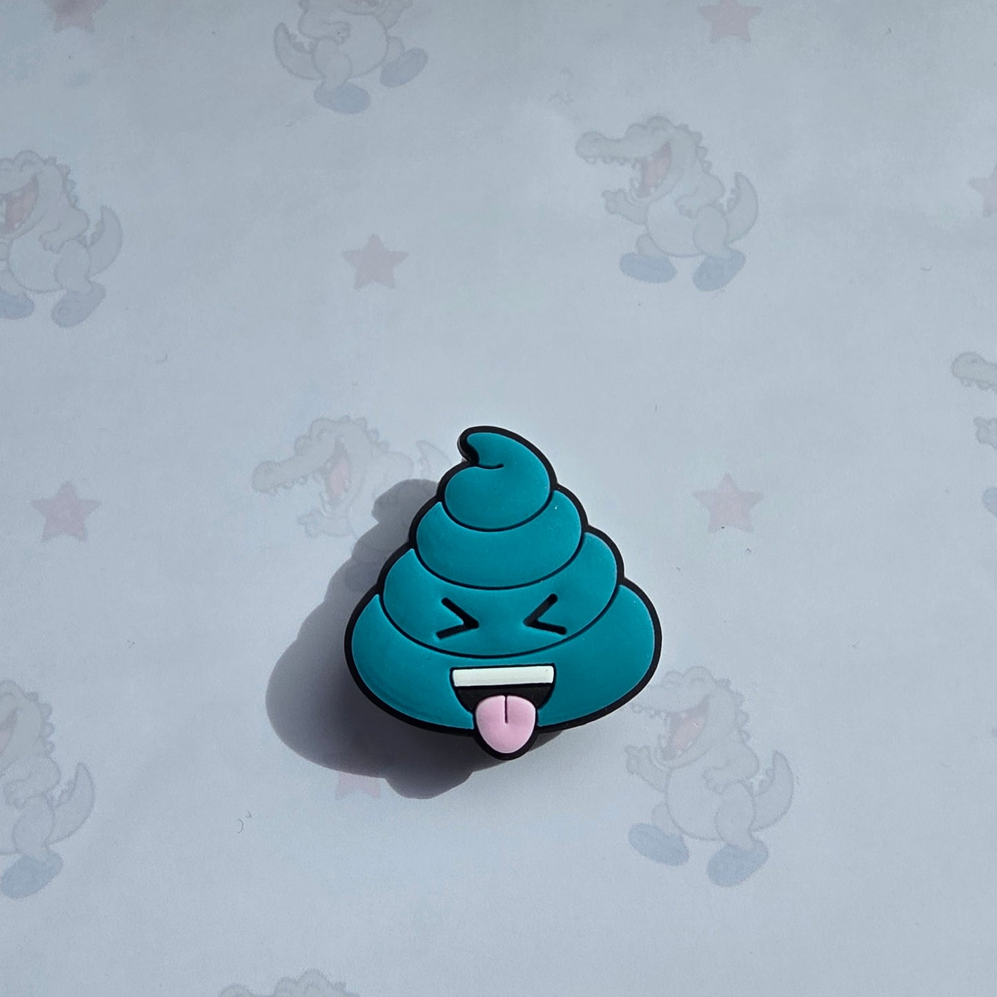 blue tongue out Emoji Poo Croc Charm