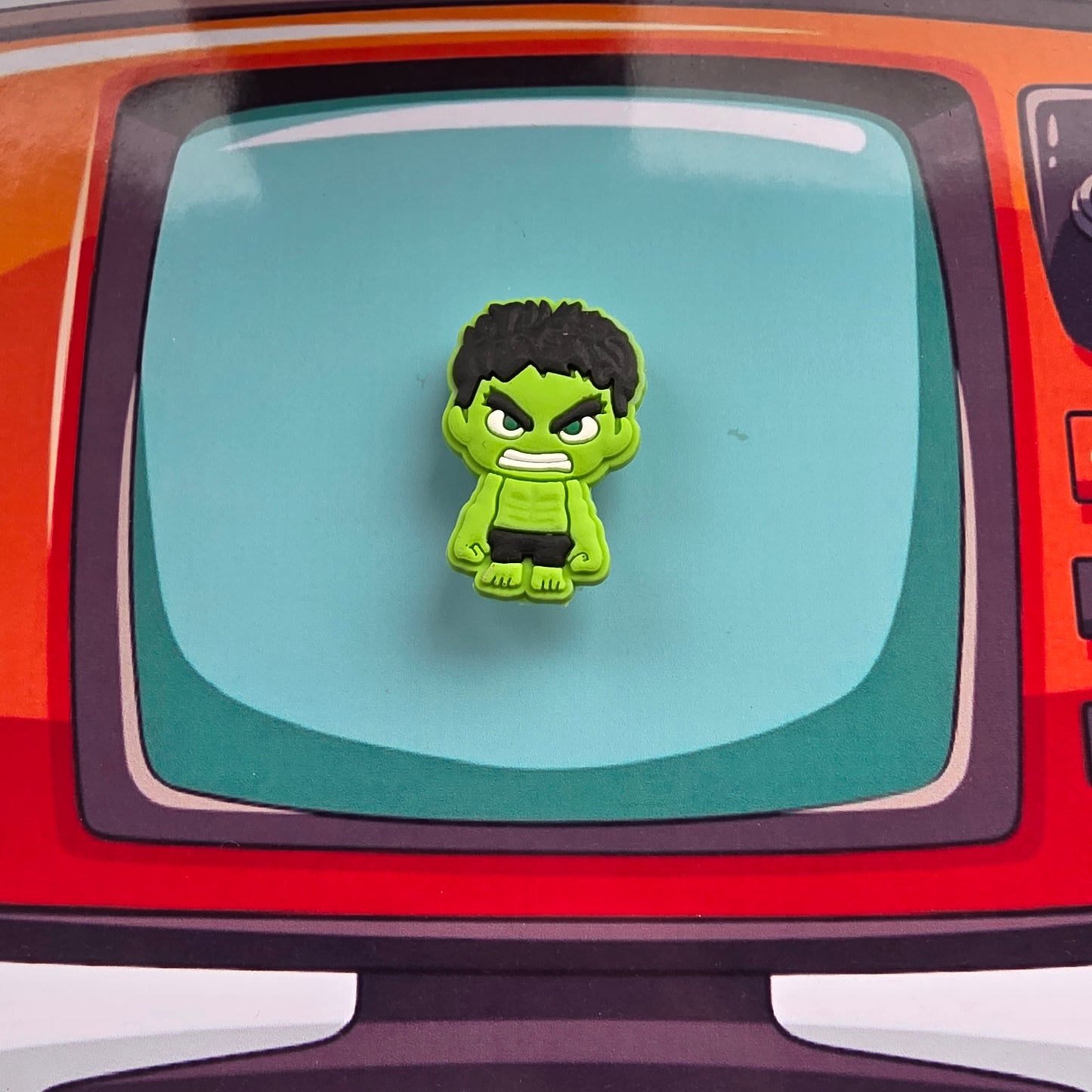 green Superhero croc charm