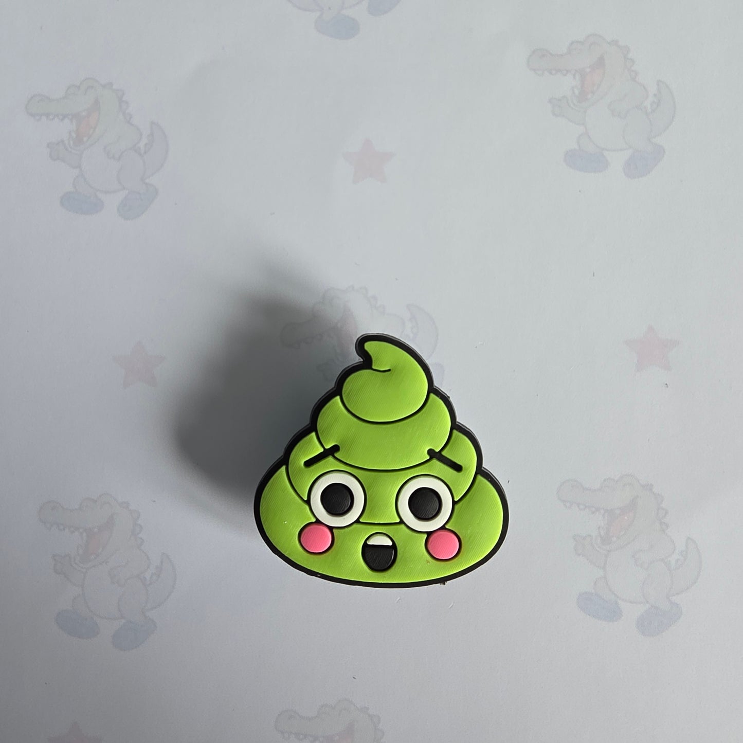 green embarrassed Emoji Poo Croc Charm