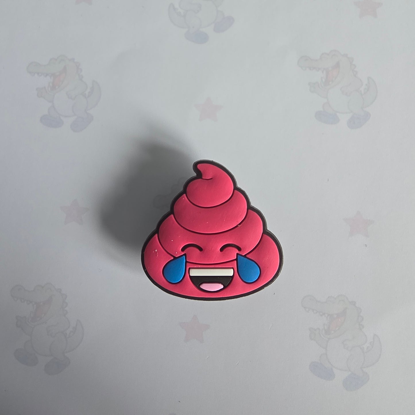 pink crying laughing Emoji Poo Croc Charm