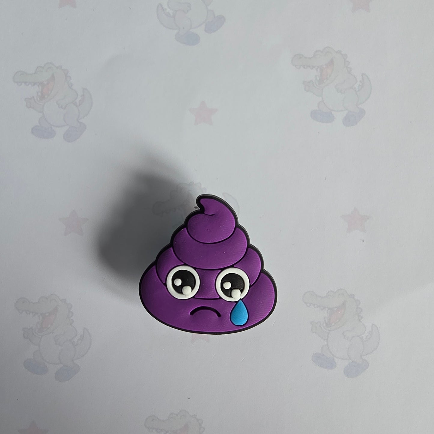 purple crying sad Emoji Poo Croc Charm