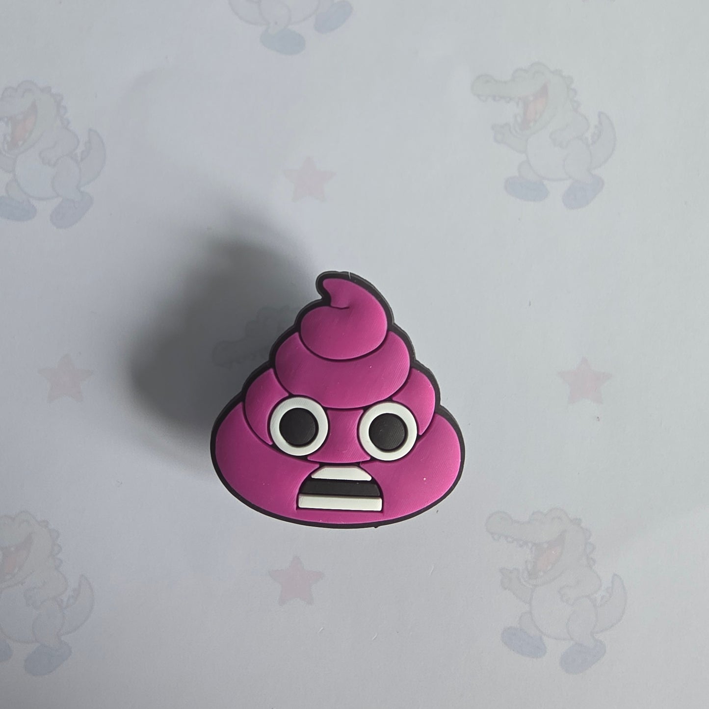purple scared Emoji Poo Croc Charm