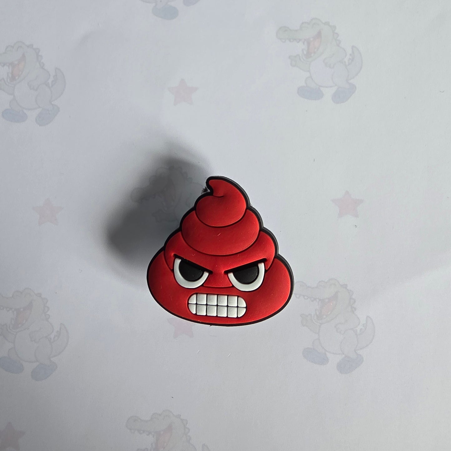 red angry Emoji Poo Croc Charm