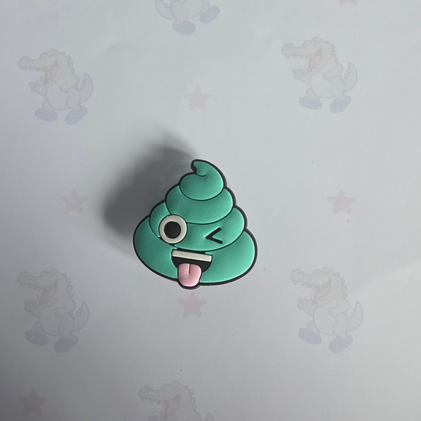 wink tongue out Emoji Poo Croc Charm